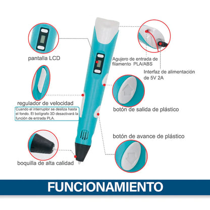 Lapiz de Impresión 3D™ con Filamento PLA