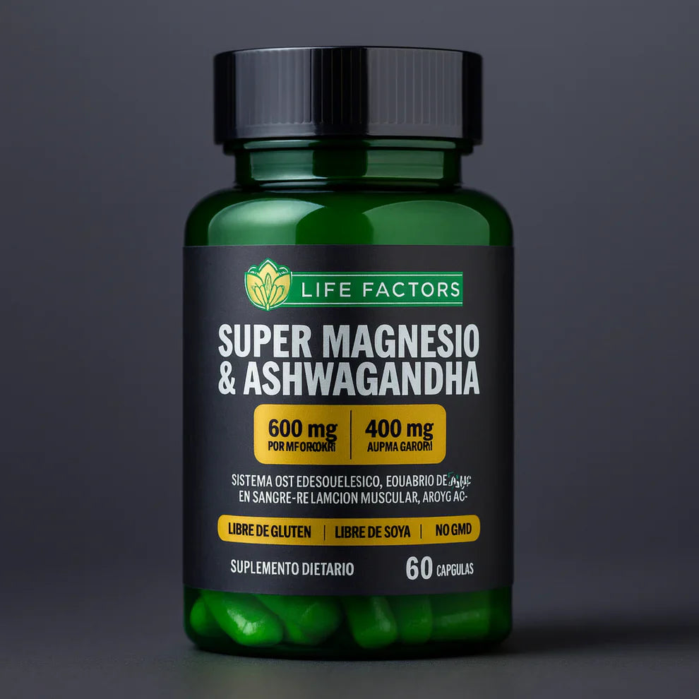 Super Magnesio 600mg + Ashwagandha 400mg | Pack Anti-Estrés y Sueño Reparador💊