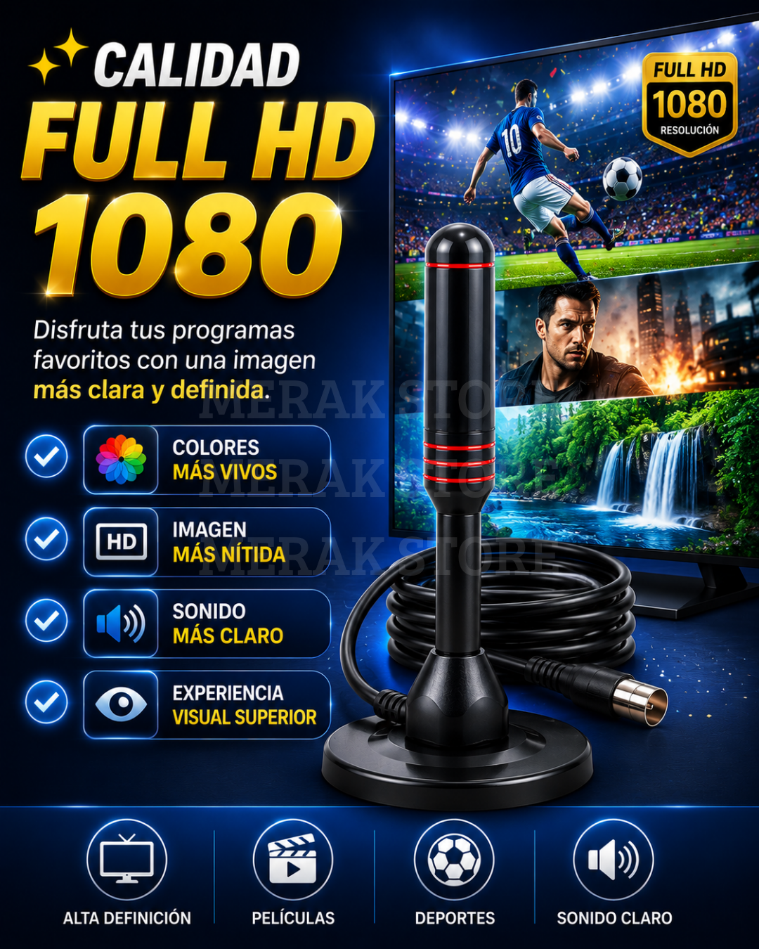 Duo Antena Full HD 1080 p : Señal clara y fácil instalación ✨