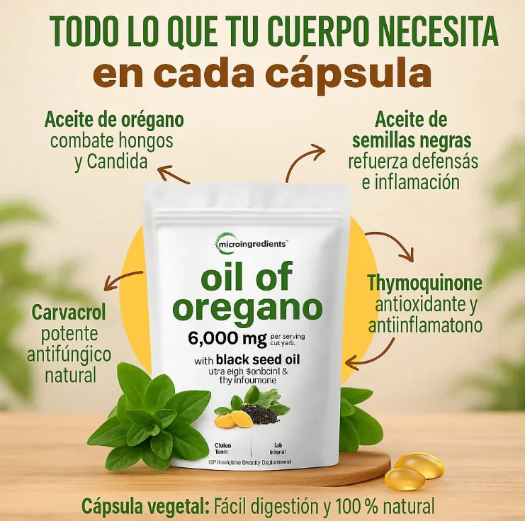 Aceite de Orégano 6000 mg x 30 Softgels - Sistema inmune y defensas