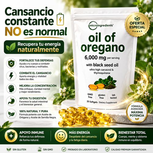 Aceite de Orégano 6000 mg x 30 Softgels - Sistema inmune y defensas
