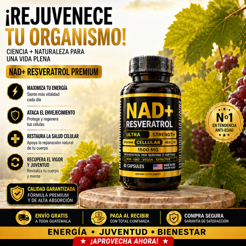 NAD+Resveratrol Premium 1500mg (60 Cápsulas)  🎁