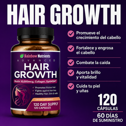💜 Hair Growth - Vitaminas Capilares Premium 120 Cápsulas