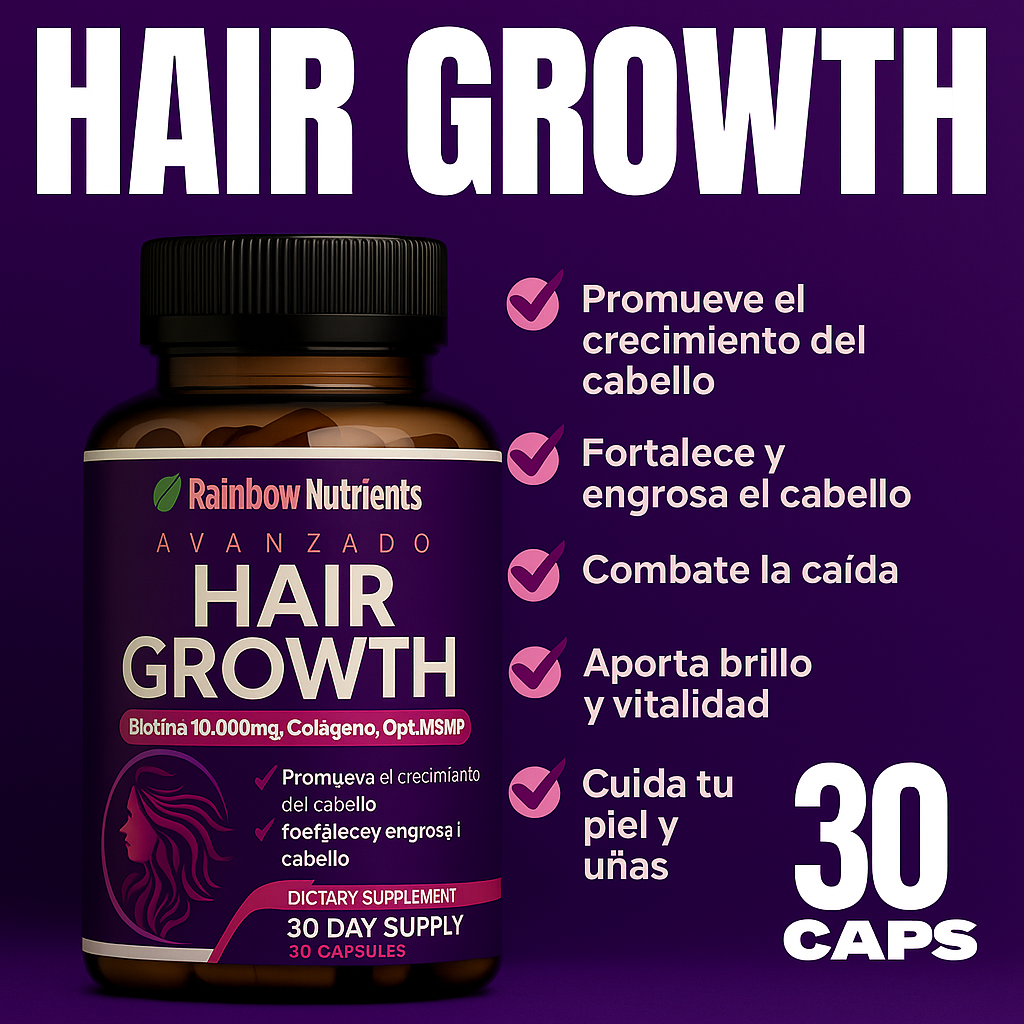 💜 Hair Growth - Vitaminas Capilares Premium 60 Cápsulas