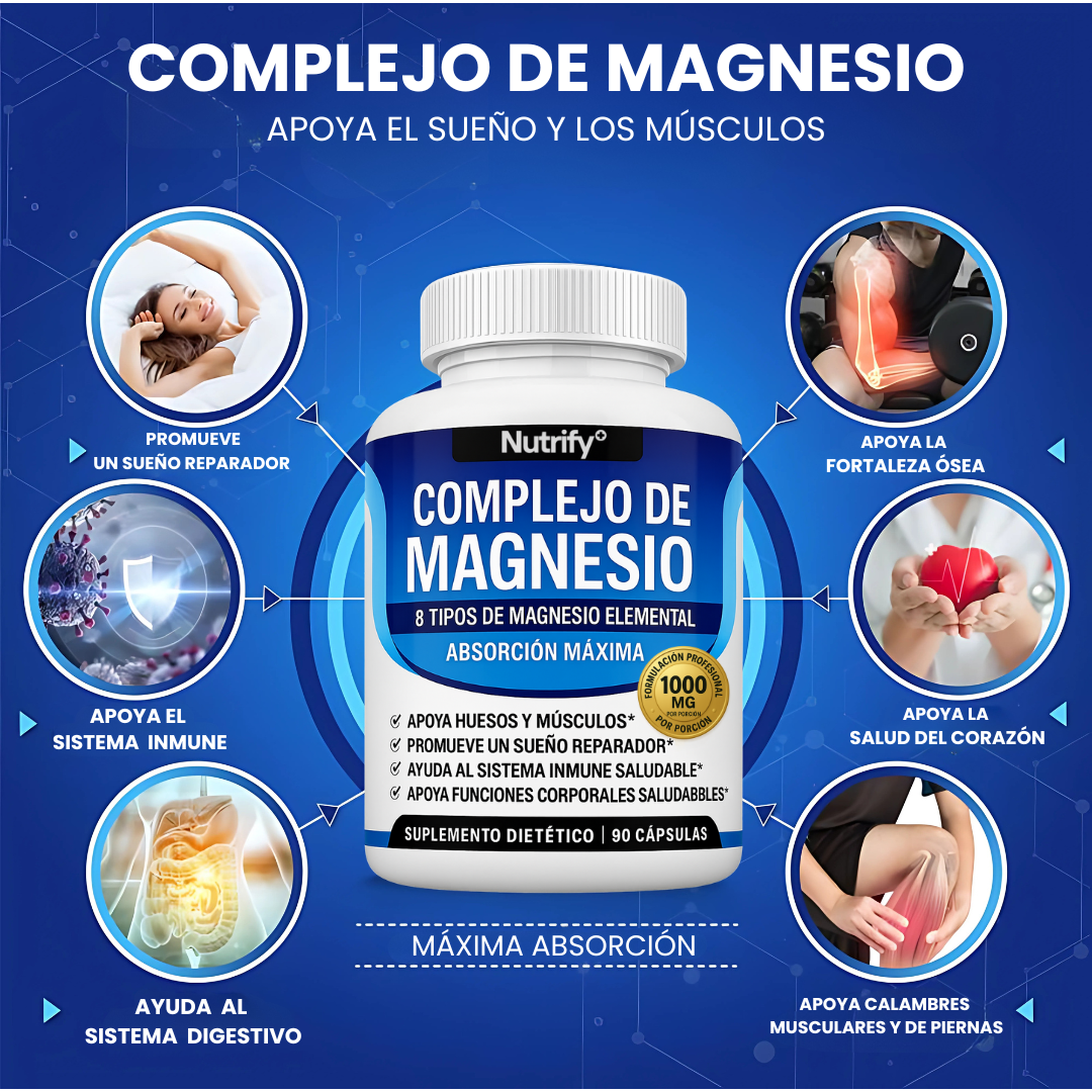 Complejo de Magnesio 8 en 1  - Energía, Relajación y Recuperación