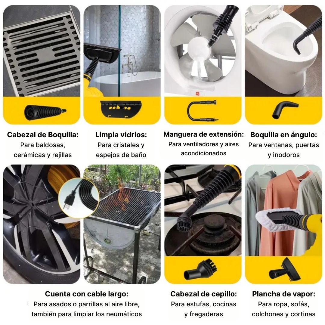 Limpiador a Vapor Multiusos + 9 accesorios