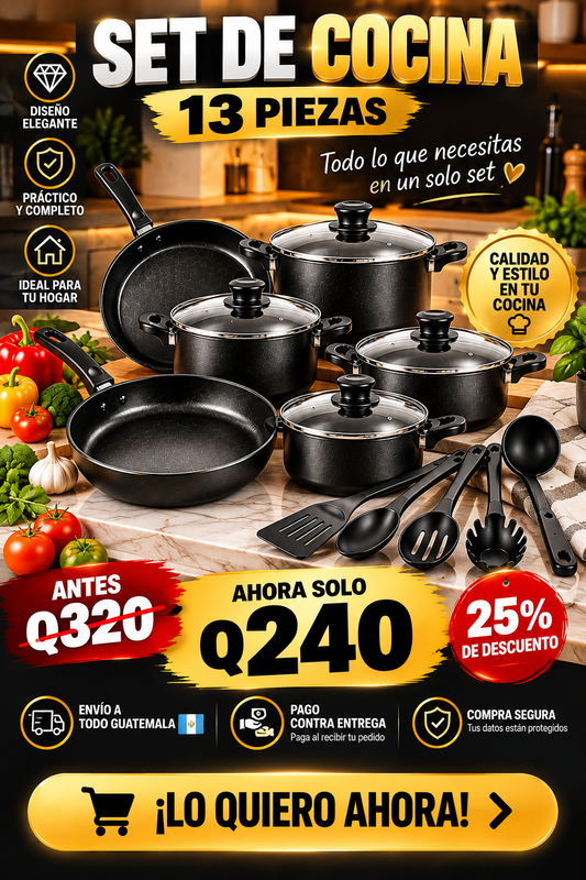 Set de Cocina Negro - 13 Piezas